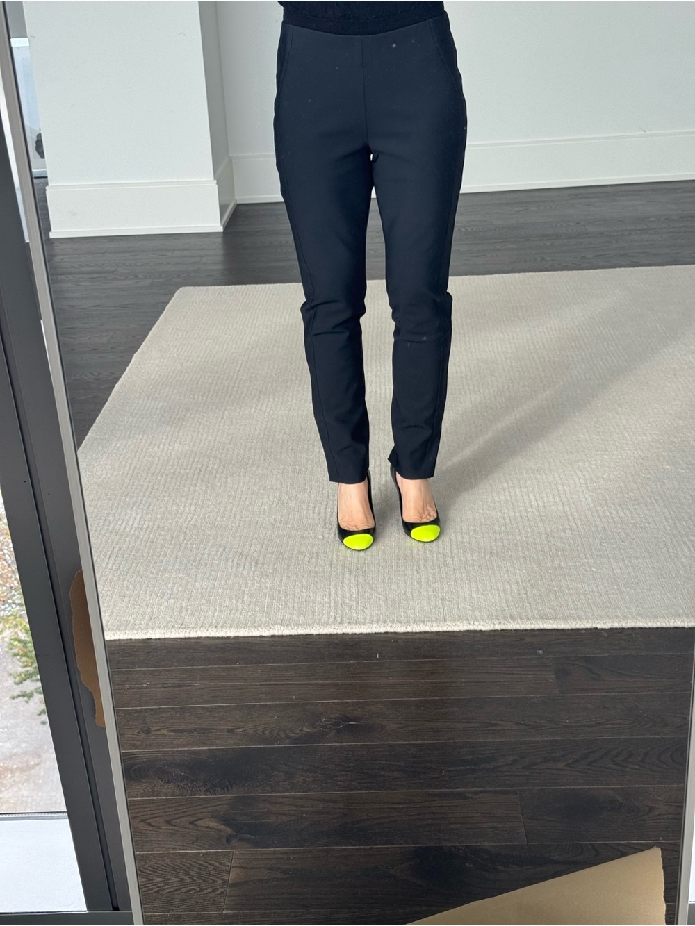 ecru Black Straight Leg Ponte Pants
